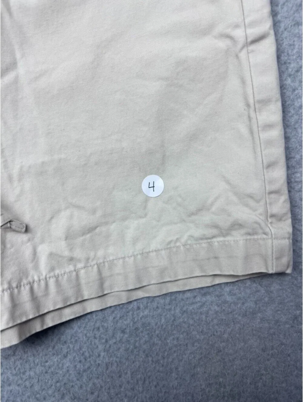 Lands End Womens Khaki Canvas Shorts 12 Regular Pull On Drawstring Cotton Casual